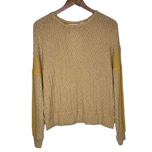 BKE Long sleeve Knit Keyhole Back Sweater Mustard Yellow Size Large